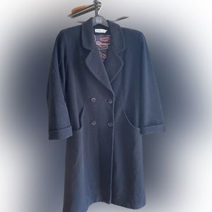 Vintage Long Duster Herman Kay Black Coat Size 14